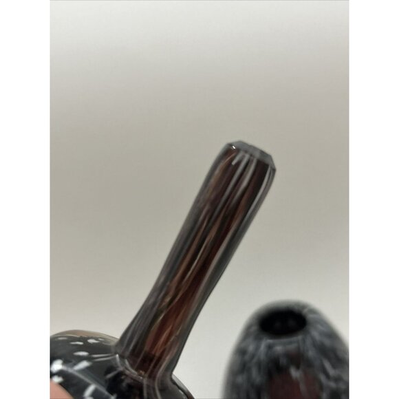 Vtg Smoke Amethyst Tear Drop Blown Glass 3 Window Perfume Bottle - Picture 4 of 10